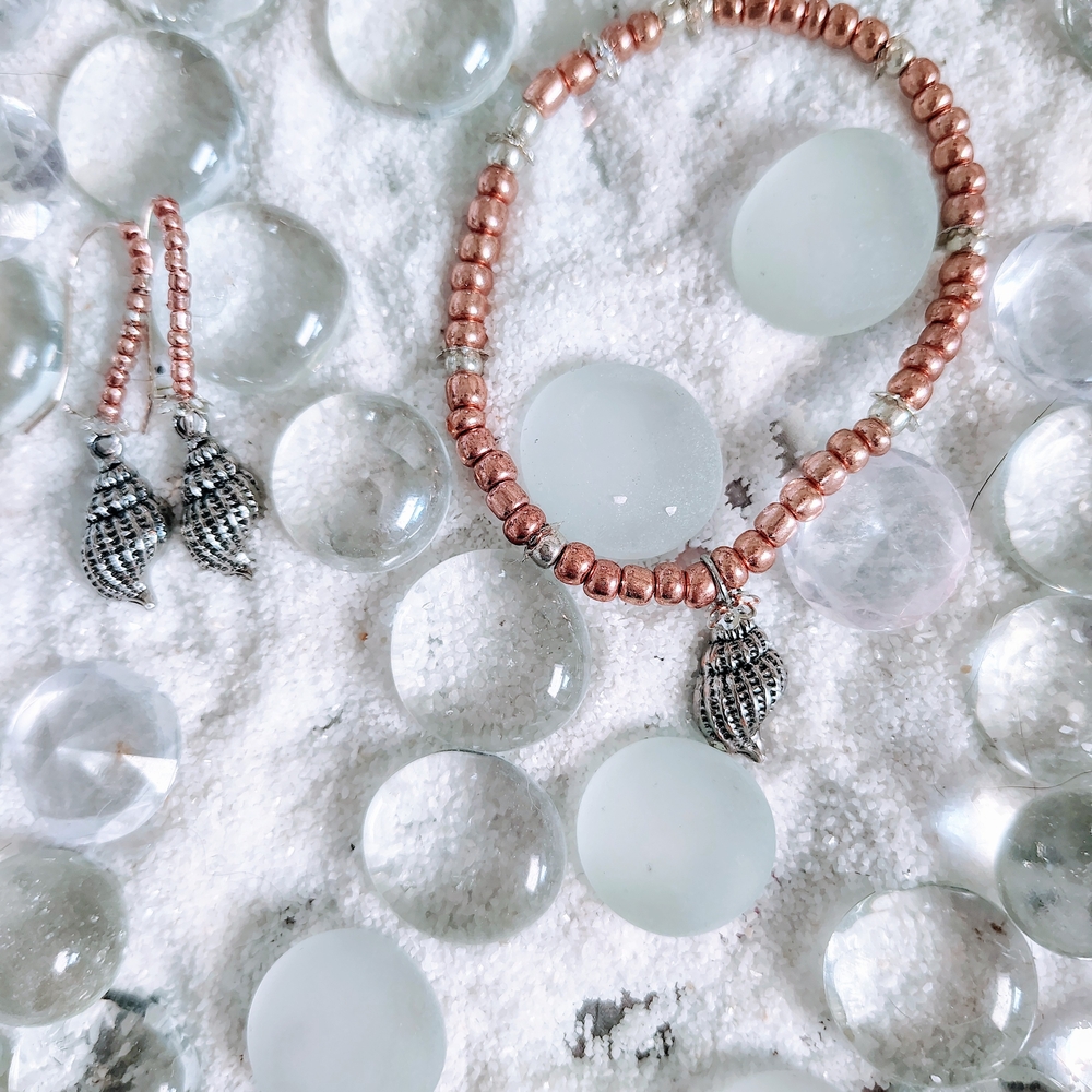 Elegant Rose Gold and Silver Beaded Jewelry Set